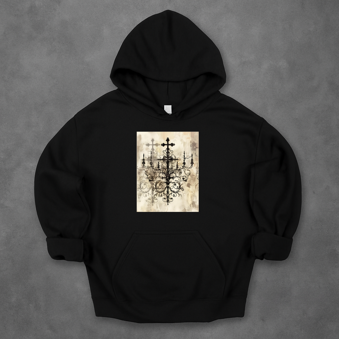 Gothic Filigree Crosses Hoodie