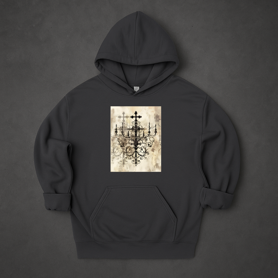 Gothic Filigree Crosses Hoodie