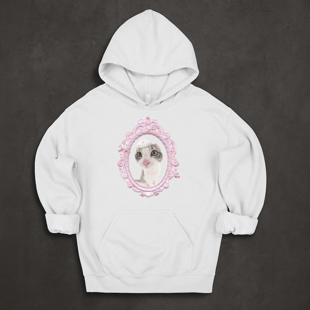 Grey Coquette Cat Hoodie